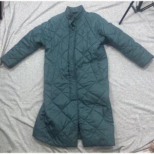 Vintage 90s Quilted Coat Men's Size XL Long Coat Outdoor Long Sleeve Green